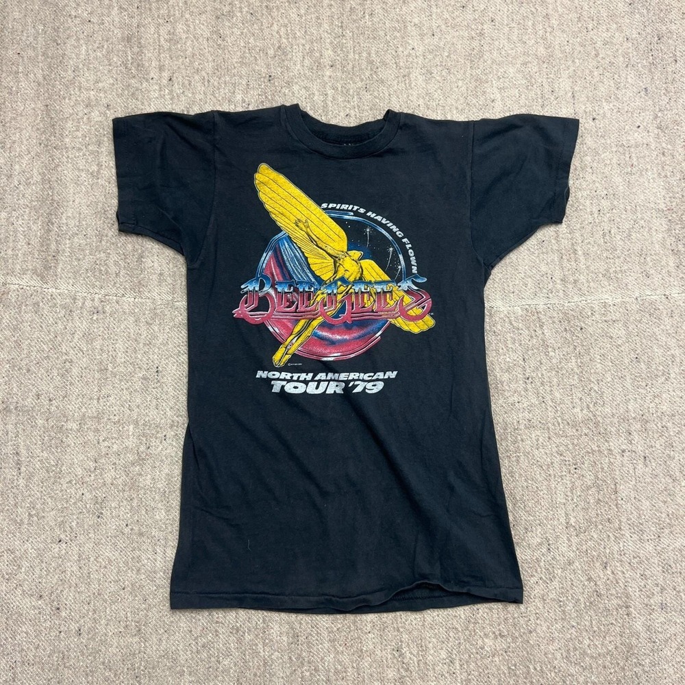 Vintage Beegees Shirt Mens XS Black 1979 North America Tour